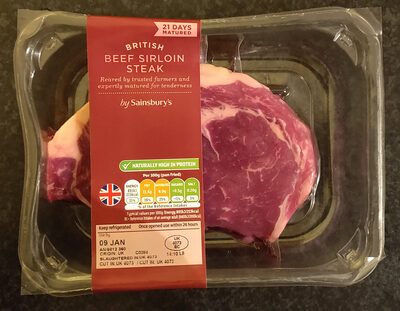 Beef sirloin steak by Sainsbury's