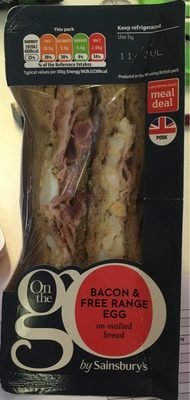 Bacon & Free Range Eggs on malted bread by Sainsbury's