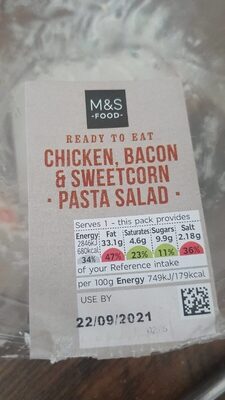Chicken, bacon and sweetcorn pasta salad by M&S Food