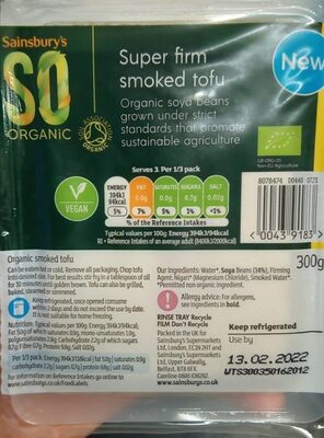 Super Firm Smoked Tofu by Sainsbury's