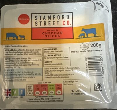 10 Mild Cheddar cheese slices by Stamford street co