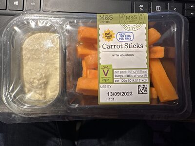 Ready to eat crunchy carrot with houmous by Marks & Spencer