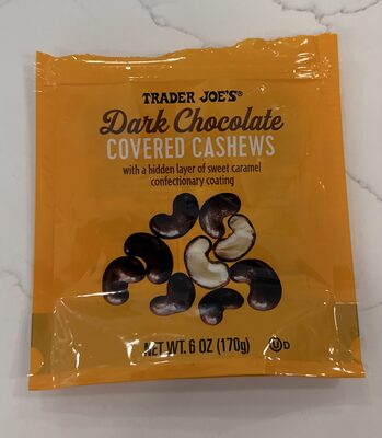 Dark Chocolate covered cashews by Trader Joe's