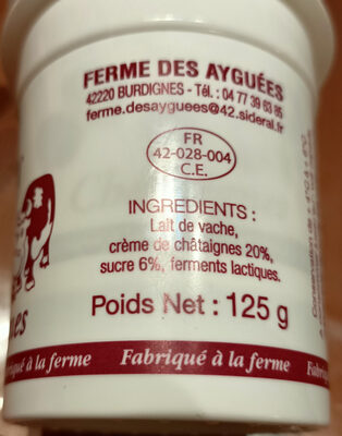 Yaourt fermier brassé châtaignes by Les p'tits burdignants
