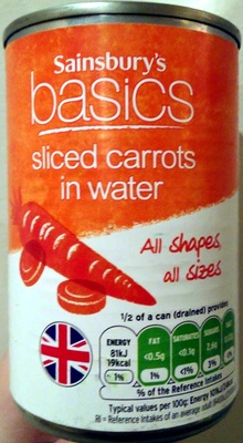 Sliced carrrots in water by Sainsbury's basics