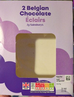 2 Belgian chocolate eclairs by Sainsbury's