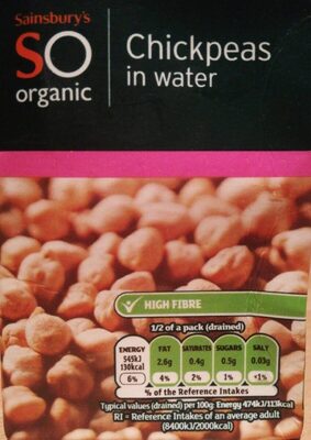 Chickpeas in water by Sainsbury's