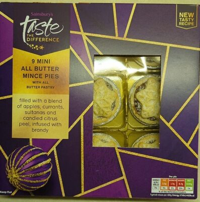 9 Mini All Butter Mince Pies by Sainsbury's taste the difference