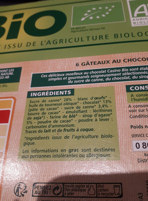 Moelleux au chocolat bio by Casino