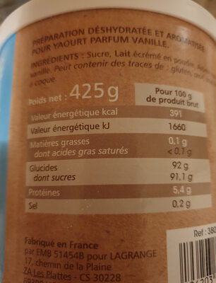 Lagrange aromatisation pour yaourt vanille by Lagrange
