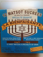 Matsot sucrées au vin et à l'orange