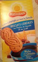 Biscuits céréales aux pepites de chocolat et au lait