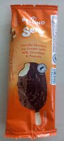 Vanilla flavour ice cream with milk chocolate and peanuts