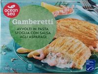 Gamberetti avvolti in pasta sfoglia con salsa agli asparagi