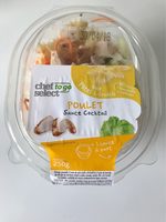 Salade de pâtes, poulet sauce cocktail