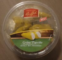 Grüne Paprika gefüllt mit Frischkäse