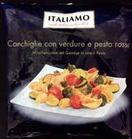 Conchiglie vin verdure e pesto rosso