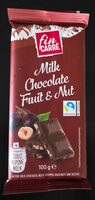 Alpenmelkchocolade met stukjes hazelnoten en rozijnen