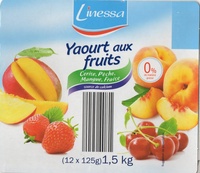 Linessa - Yaourt aux fruits 0% - Cerise, Pêche, Mangue, Fraise
