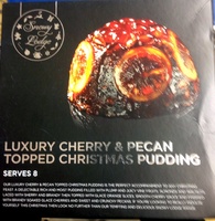 Luxury cherry & pecan topped christmas pudding