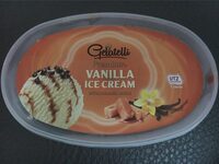 Premium vanilla ice cream with caramel sauce