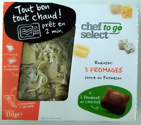 Radiatori 3 Fromages Sauce Parmesan + 1 madeleine pour beurre