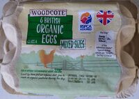 6 organic eggs. Mixed sizes