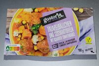 Falafelbällchen und Süsskartoffeln mit scharfer Tomatensauce