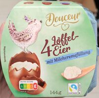 Löffel Eier mit Milchcremefüllung