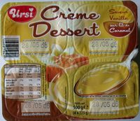 Crème dessert saveur vanille sur lit de caramel