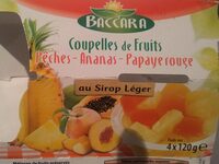Coupelles de Fruits Pêches - Ananas - Papaye rouge au sirop léger