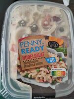 Nudelsalat mit Fleischsalat-Grundlage und Gemüse