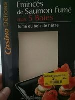 Émincés de saumon fumé aux 5 baies fumé au bois de hêtre