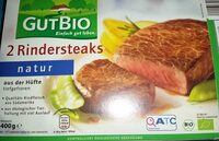 2 Rindersteaks natur, aus der Hüfte, tiefgefroren