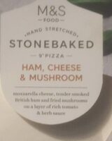Ham cheese and mushroom stonebaked pizza