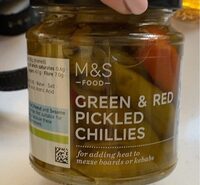 Green and red pickled chillies