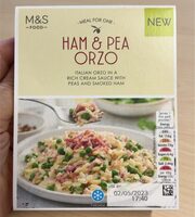 Ham and pea orzo