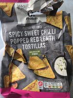 Popped red lentil tortillas