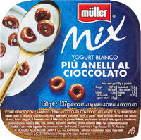 Yogurt bianco più anelli al cioccolato
