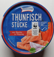 Thunfisch-Stücke mit Gemüse in Dressing