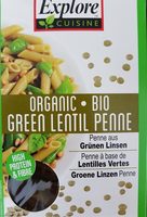 Green lentil penne