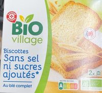 Biscottes sans sel ni sucres ajoutés, au blé complet