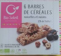 6 Barres de Céréales noisettes et raisins