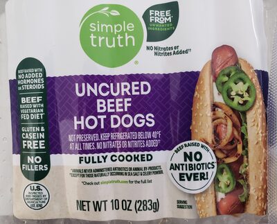 Uncured beef hot dogs by simple truth