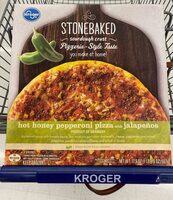 Hot honey pepperoni pizza with jalapenos