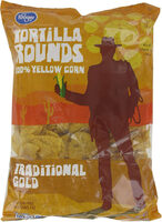 Traditional gold round tortilla chips