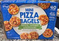 Mini pizza bagels-cheese, sausage, and pepperoni