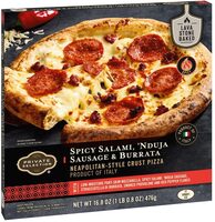 Spicy Salami, ‘Nduja Sausage & Burrata Pizza