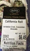 California Roll imitation crab, cucumber, avocado