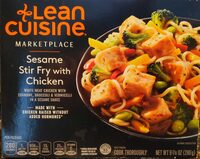 Sesame stir fry with chicken white meat chicken with edamame, broccoli & vermicelli in a sesame sauce, sesame stir fry with chicken